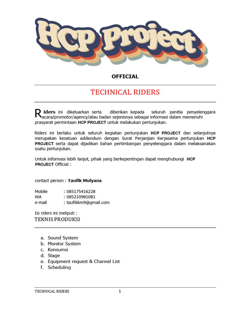 Technical Riders HCP Project 2023 | PDF