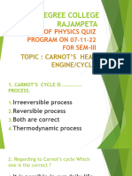 Quiz On Carnot's Cycle