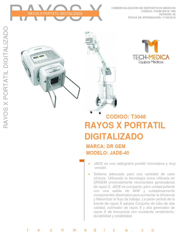 Rayos X Portatil Digitalizado Drgem Jade40 PDF
