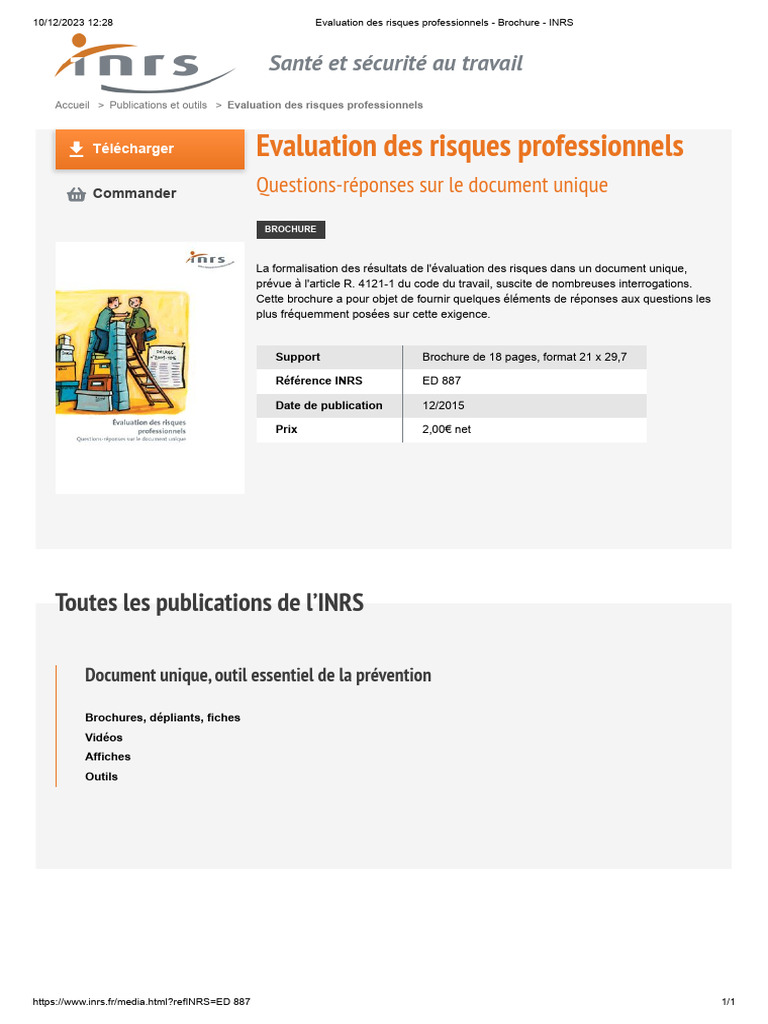 Évaluation des Risques Professionnels INRS | PDF | Affaires