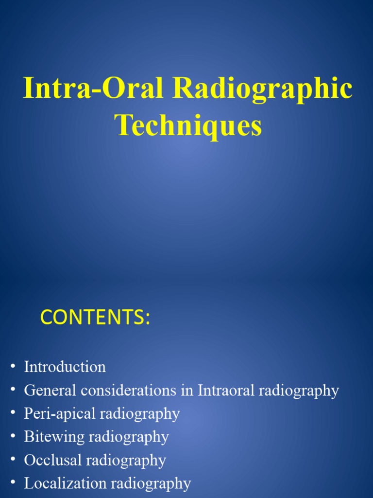 Intraoral Radiographic Techniques Overview | PDF | Dental Anatomy ...