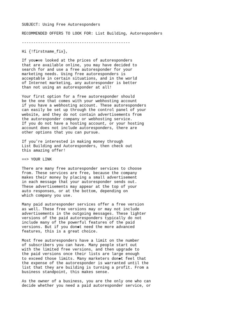 Using Free Autoresponders | PDF | Advertising | Marketing