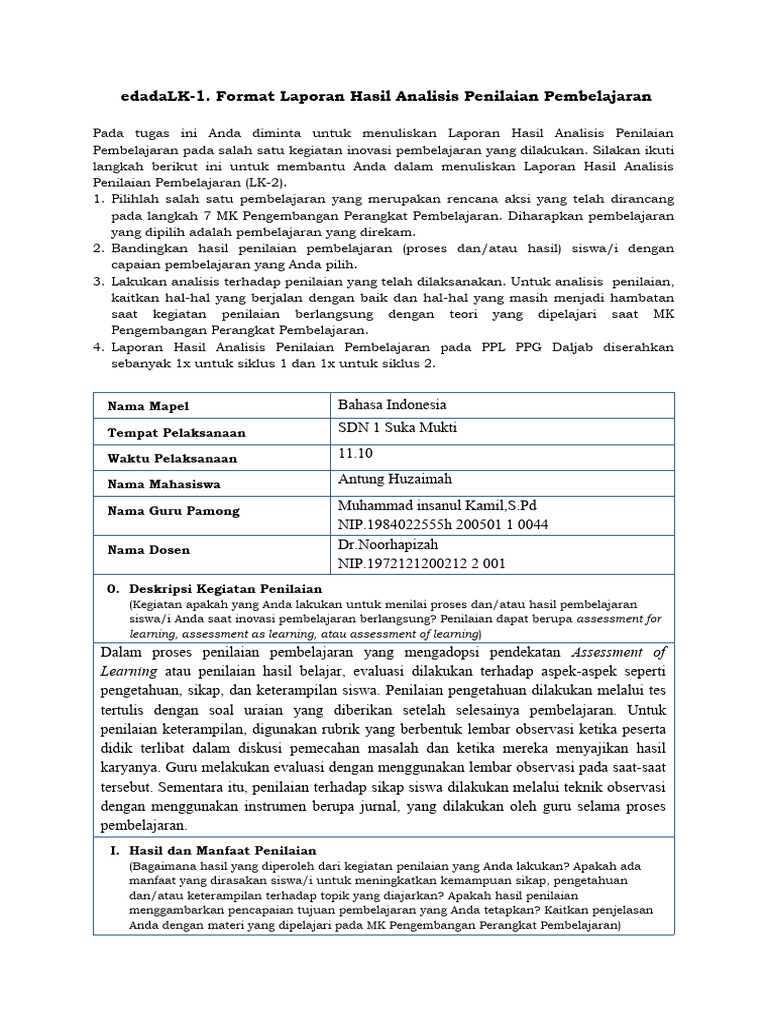 Laporan Analisis Penilaian PBL | PDF | Karier & Perkembangan | Bisnis