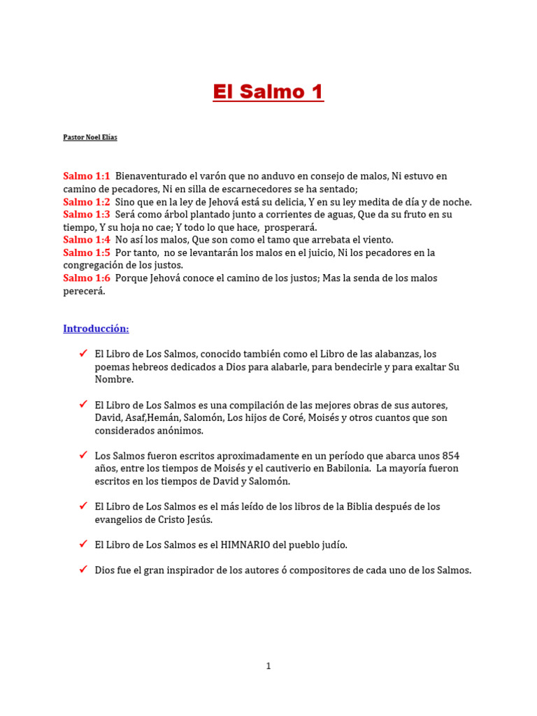 Reflexiones sobre el Salmo 1 | PDF