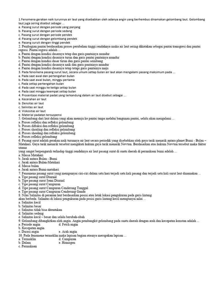 Fenomena Gerakan Naik Turunnya Air Laut Yang Disebabkan Oleh Adanya