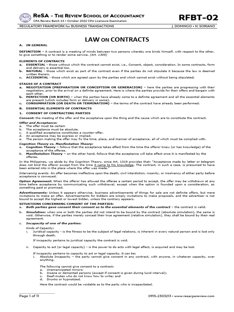 Elements of a Valid Contract | PDF | Offer And Acceptance | Lease