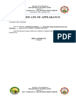 Certificate of Appearance