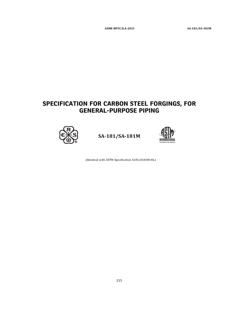 SA-181 - ASME BPVC 2021 Sección II Parte A-1 | PDF
