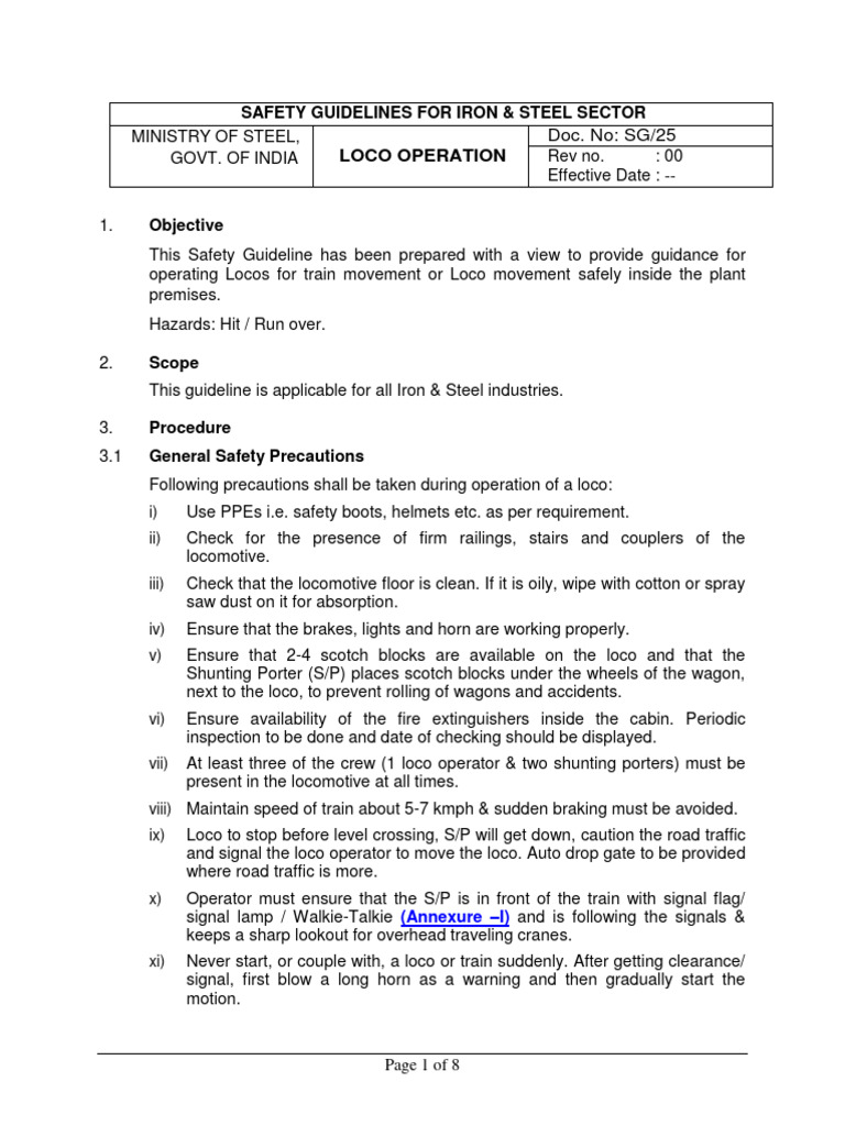 Loco Operation Safety Guidelines | PDF