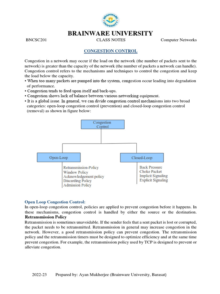 Congestion Control Pdf Network Congestion Computer Network