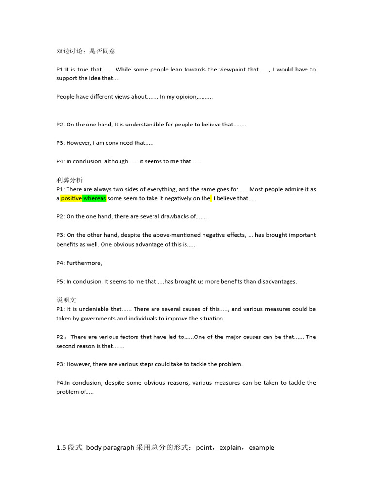 IELTS Writing Task 2 Templates | PDF | Career & Growth | Business