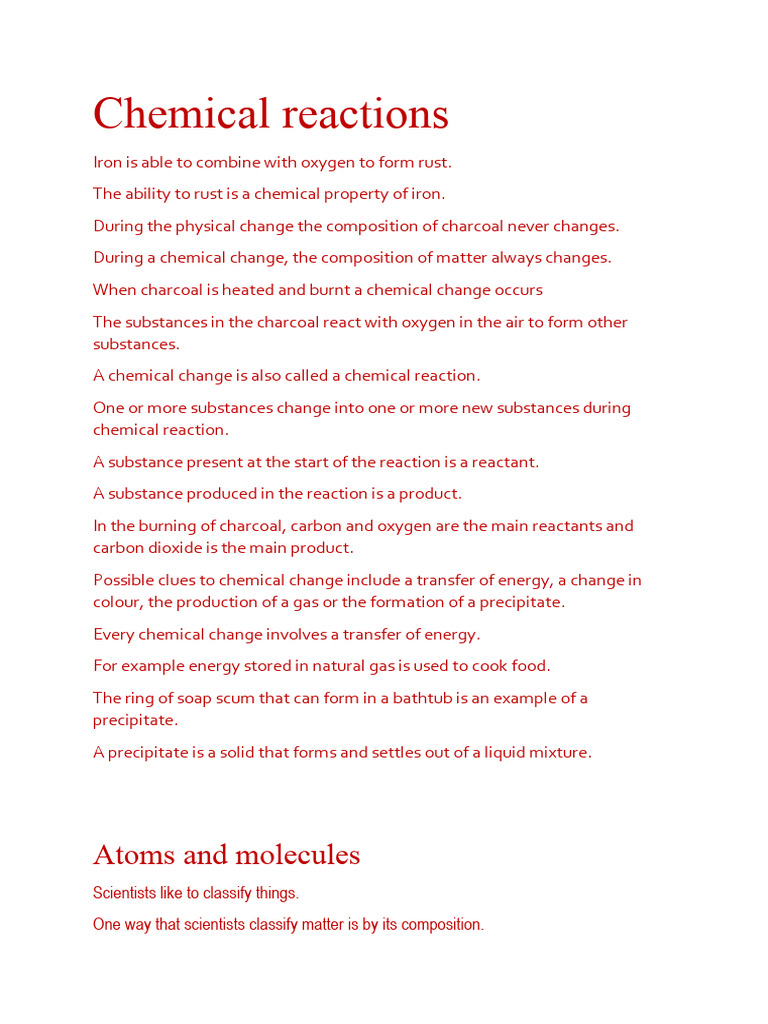 Chemical Reactions Pdf