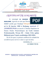 Certificat de Scolarite Ishep
