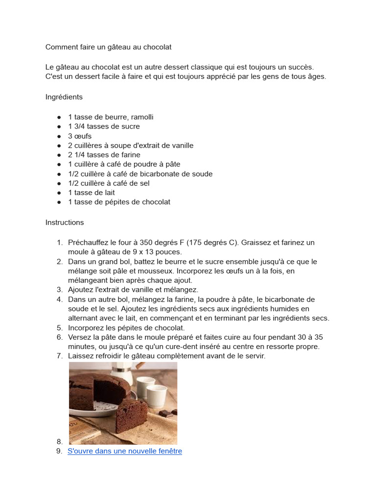 Gâteau au chocolat facile à réaliser | PDF