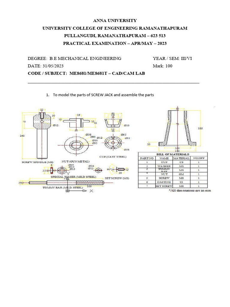 CAD CAM LAB Qus R2021 | PDF