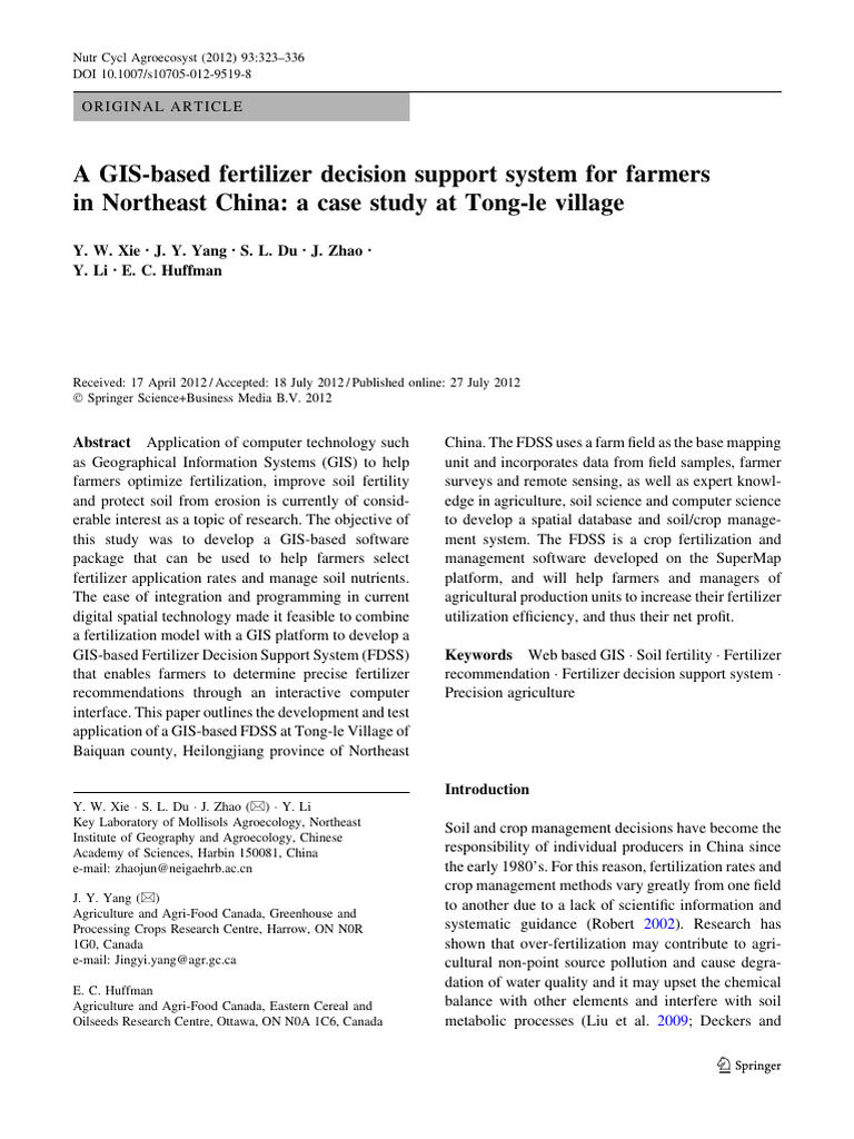 A GIS Based Fertilizer Decision Support System For Farmers | PDF ...