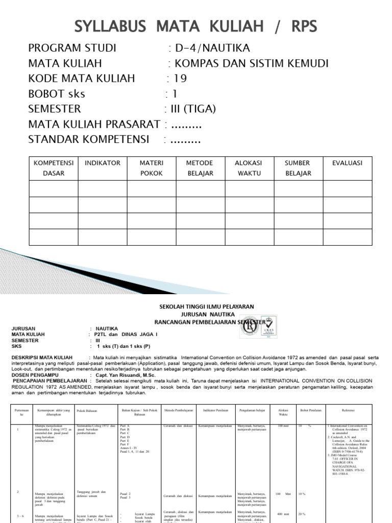 Syllabus Nautika: Kompas & Sistem Kemudi | PDF