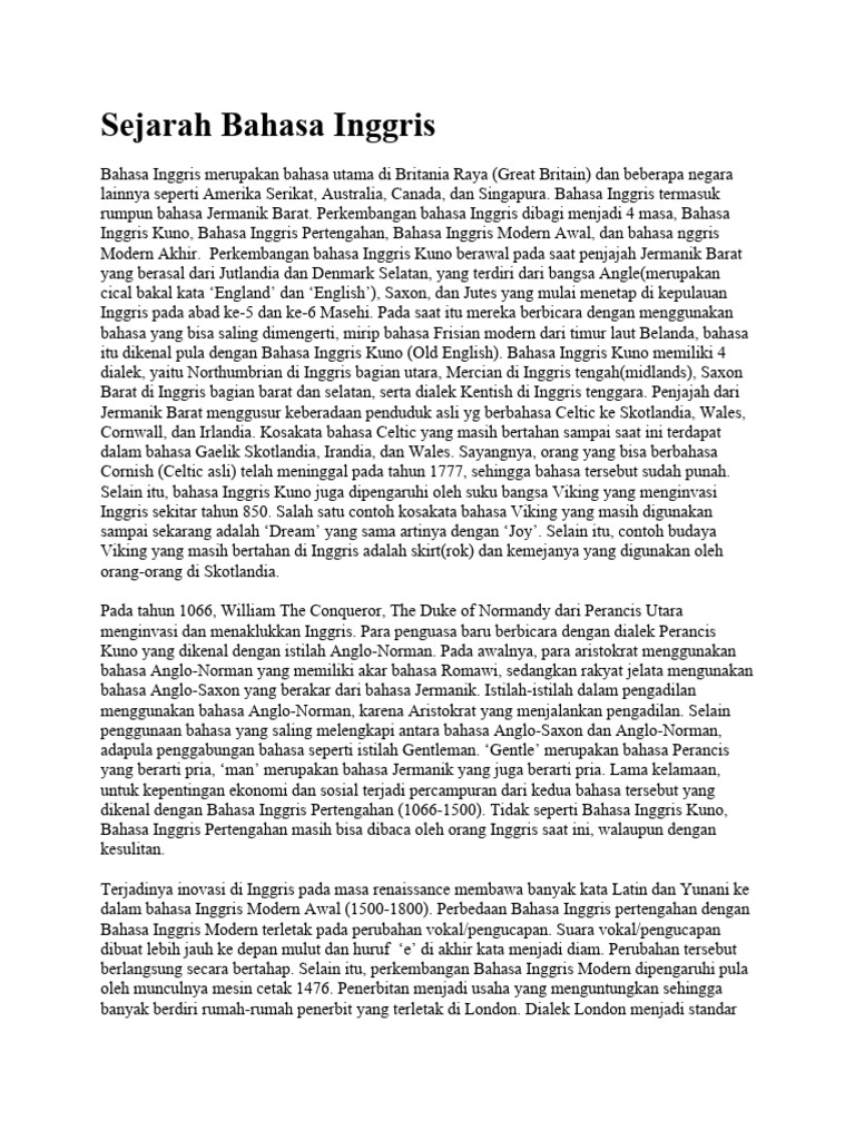 Sejarah Bahasa Inggris | PDF