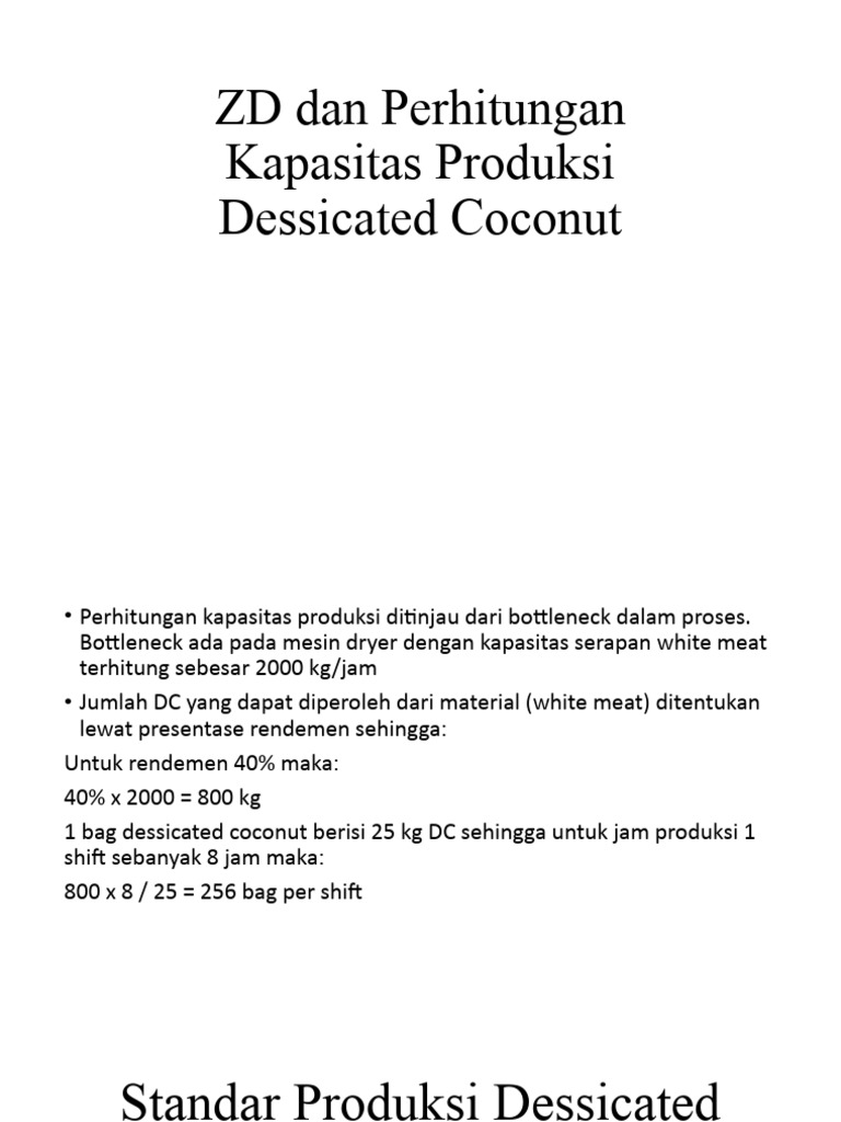 Kapasitas Produksi Dessicated Coconut | PDF