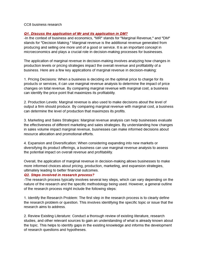 CC8 Business Research | PDF | Business