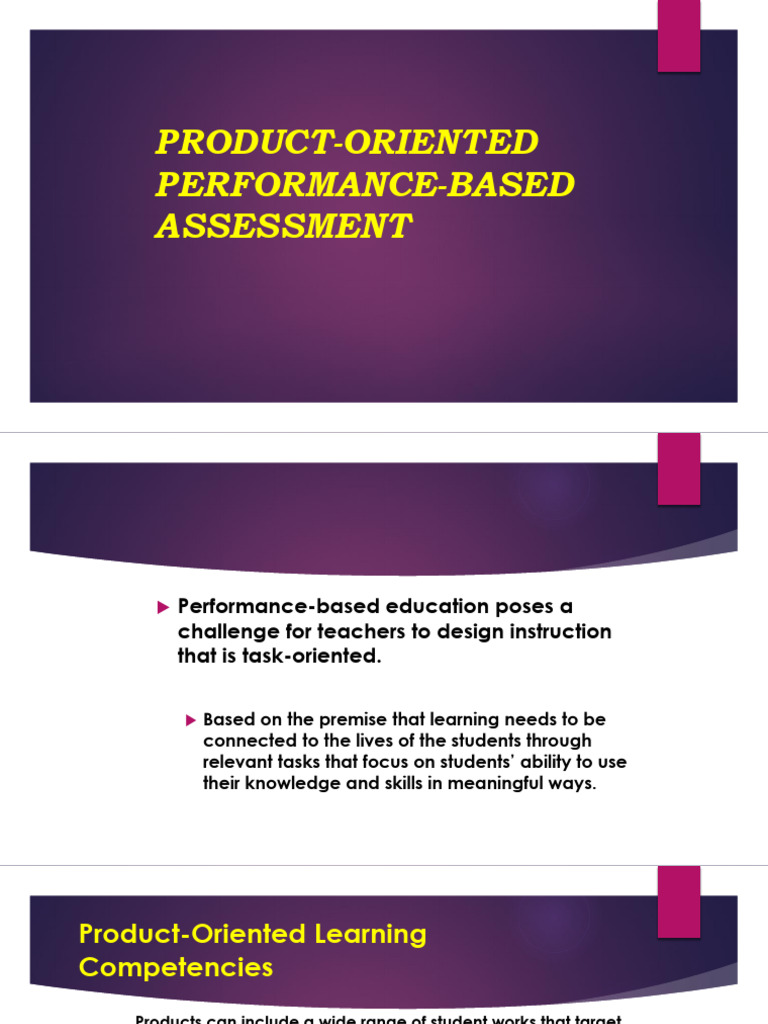 PRODUCT ORIENTED and PERFORMANCE BASED ASSESSMENT | PDF