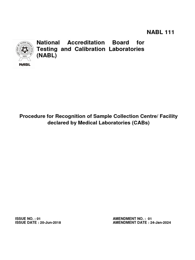NABL Sample Collection Centre Procedure | PDF | Medical Laboratory