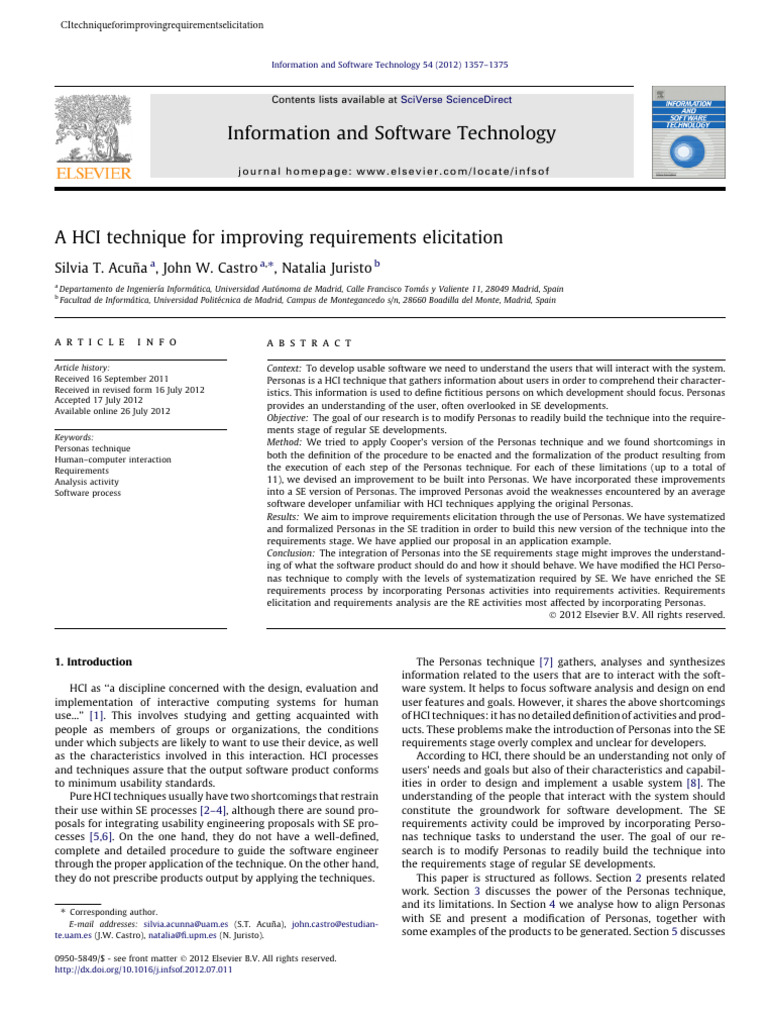 A HCI Technique For Improving Requirements Elicitation | PDF