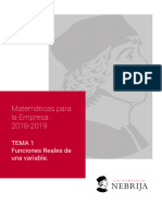 Matemáticas para Empresa - Funciones Reales de Una Variable - Tema 1