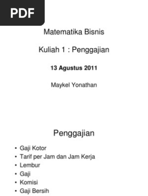 Matematika Bisnis Kuliah 1
