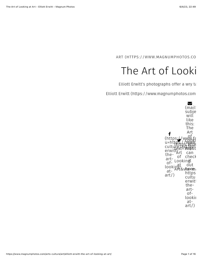 The art of looking at art elliott erwitt magnum photos pdf