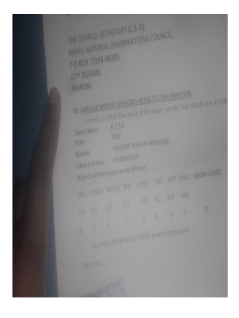 Kcse Results Slip Pdf
