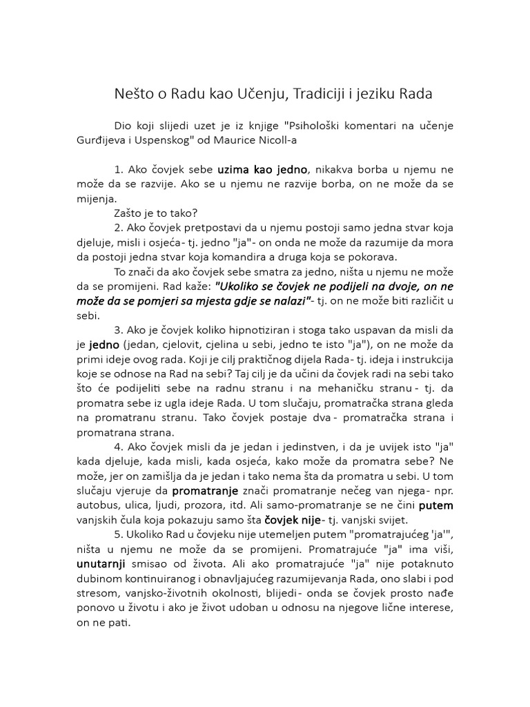 Nešto o Radu Kao Učenju, Tradiciji I Jeziku Rada | PDF