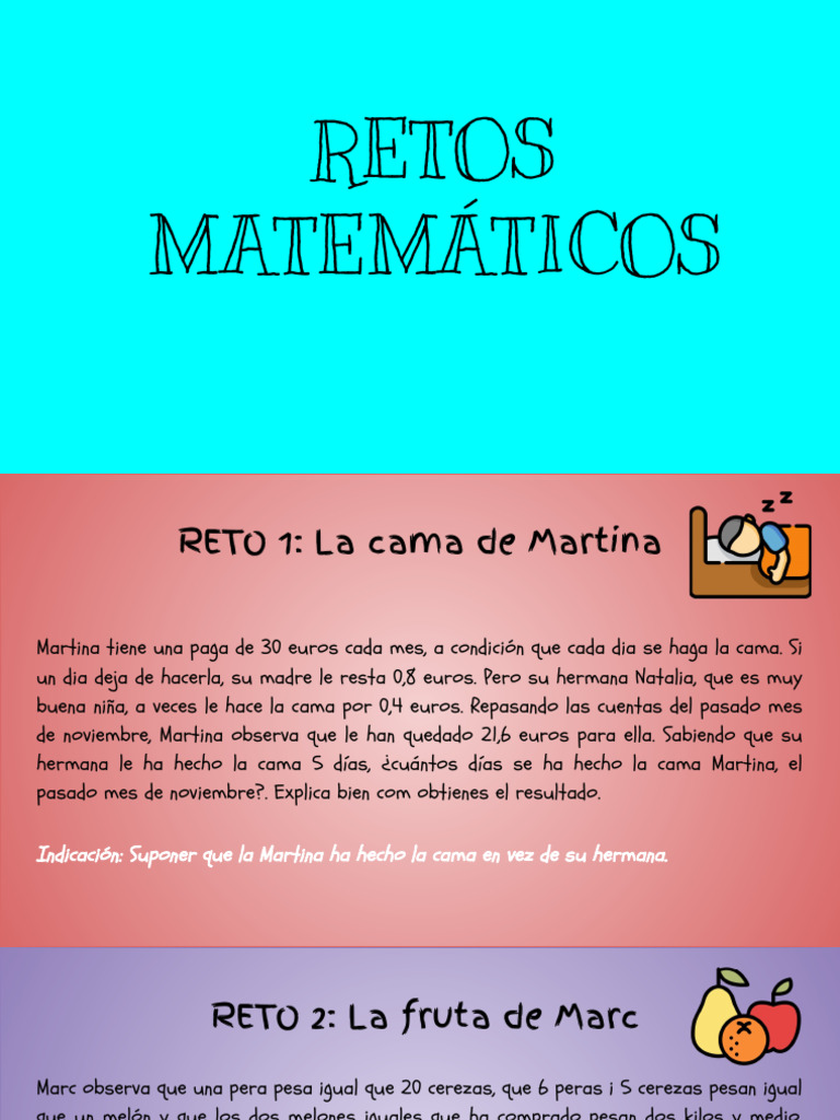 Retos Matemáticos para Niños | PDF