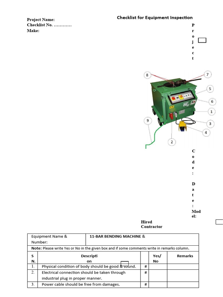 checklist-for-equipment-inspection-bar-bending-machine-ad-internal-pdf