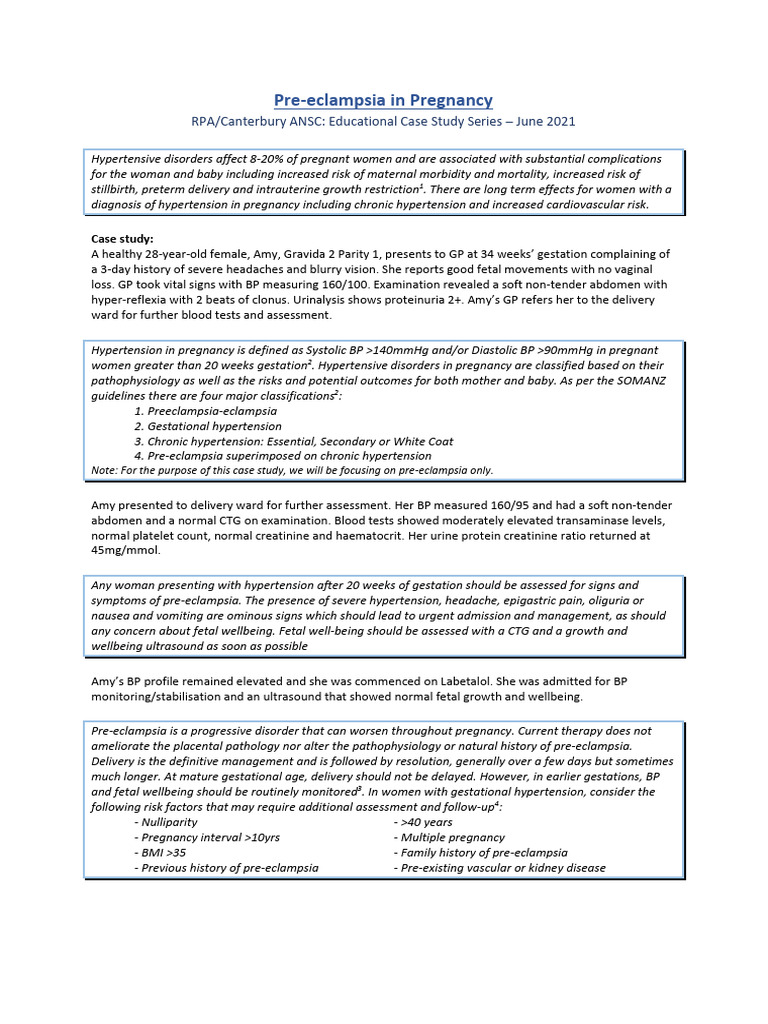 Pre Eclampsia in Pregnancy PDF PDF