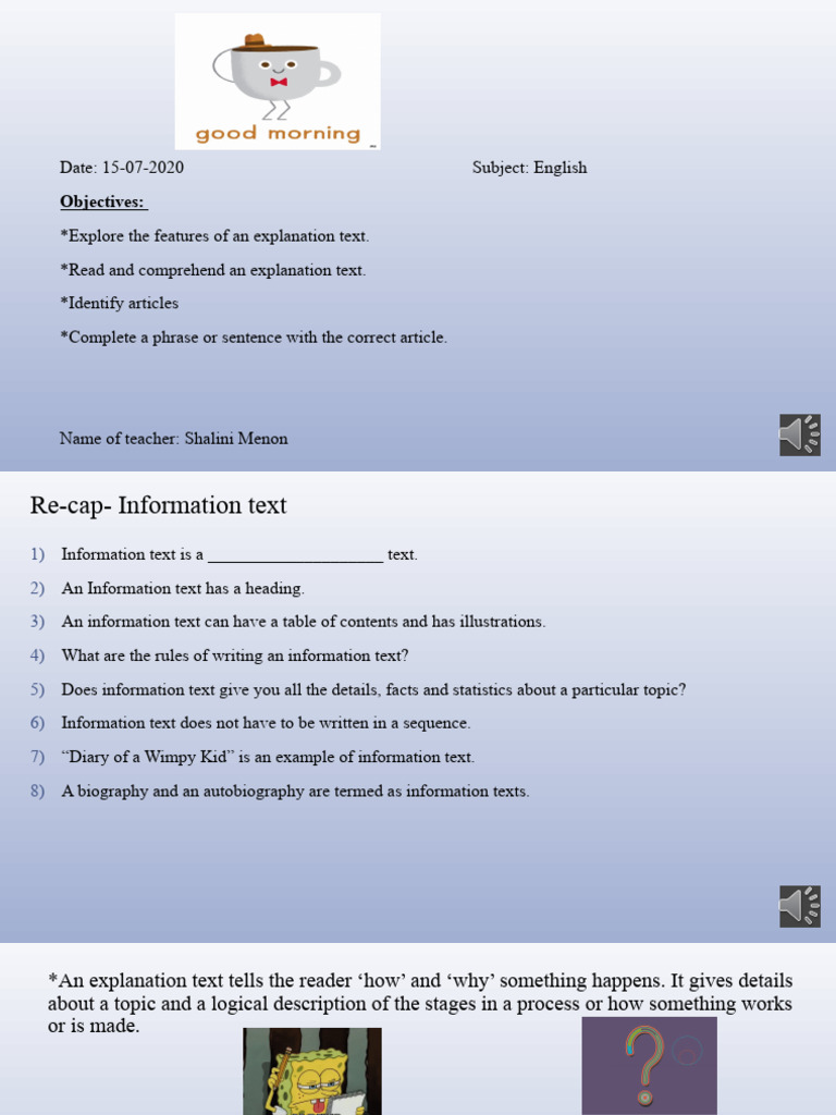 Explanation Text Features Guide | PDF