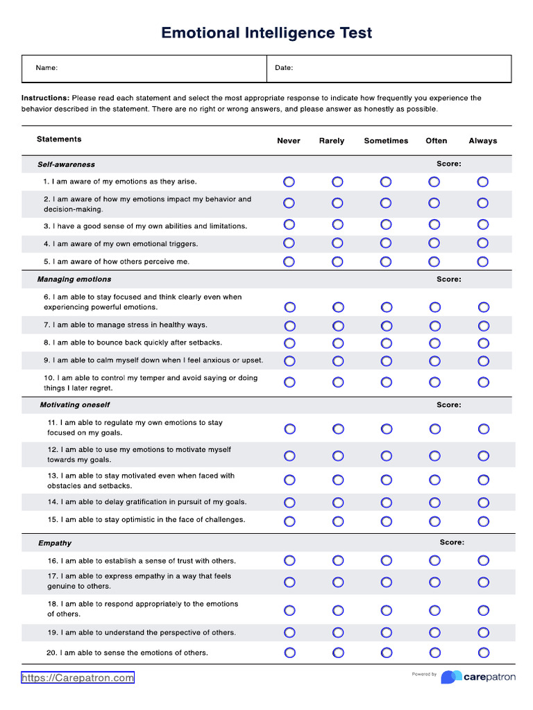 Emotional Intelligence Test | PDF | Emotional Intelligence | Emotions