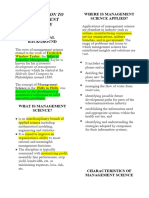 Management Science - PRELIM