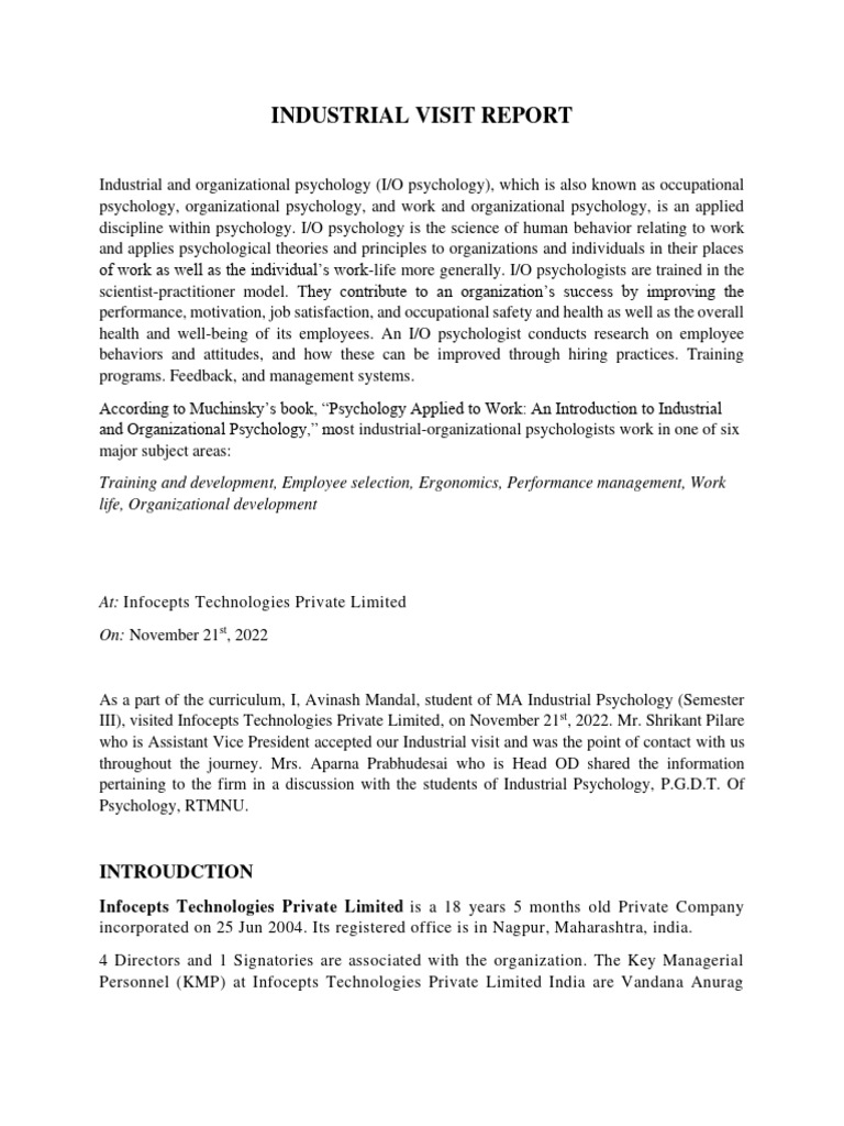 INDUSTRIAL VISIT REPORT EXAMPLE PDF visual data 3