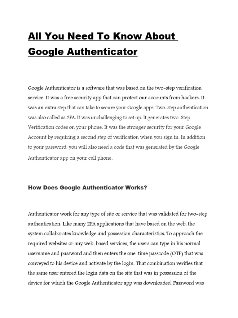 Google authenticator 3 pdf mobile app authentication