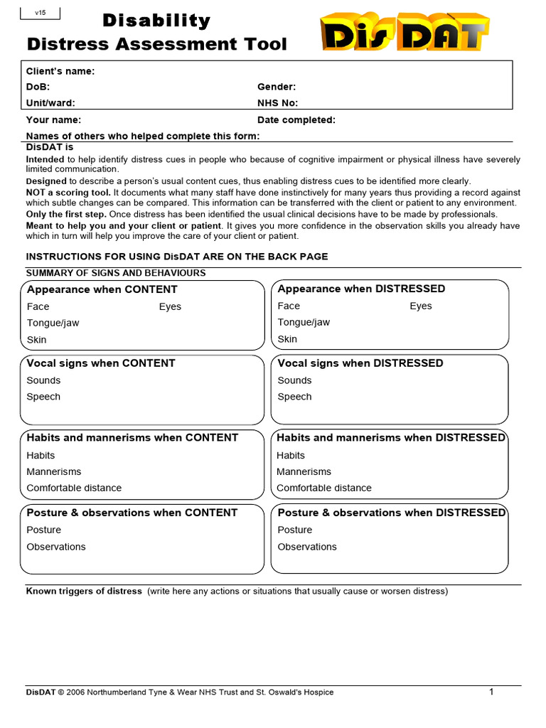 DisDAT: Identifying Distress Cues | PDF | Palliative Care | Causes Of Death