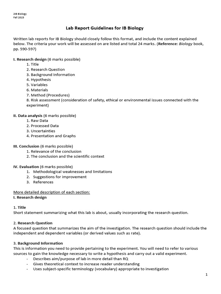 IB Biology Lab Report Guidelines | PDF | Significant Figures | Experiment