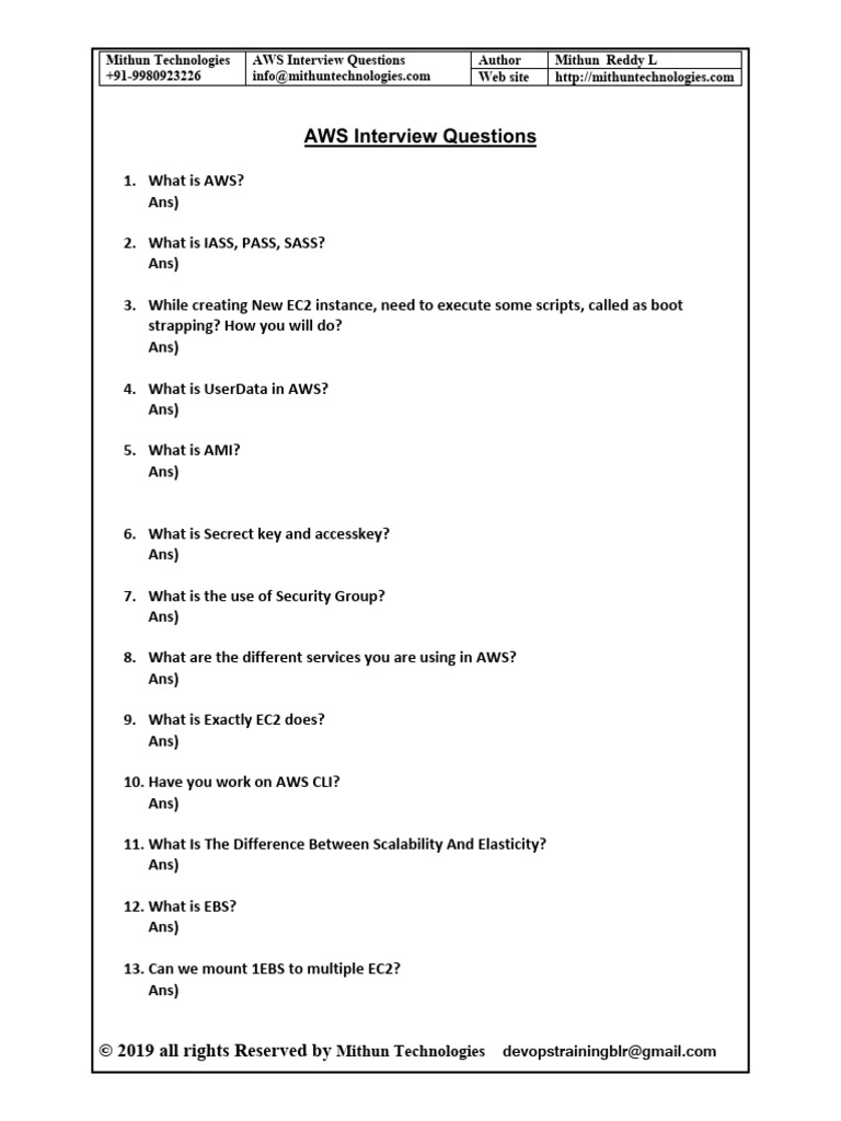 Aws interview questions pdf telecommunications distributed