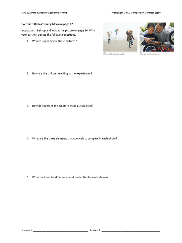 Worksheet+Unit+2+Comparison Contrast+Essay | PDF