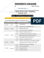 Time Table of B.E. III V Sem. Electronics Chemical Computer Sc. Engg. For SOS Regular Ex. ATKT Students Exam December 2023