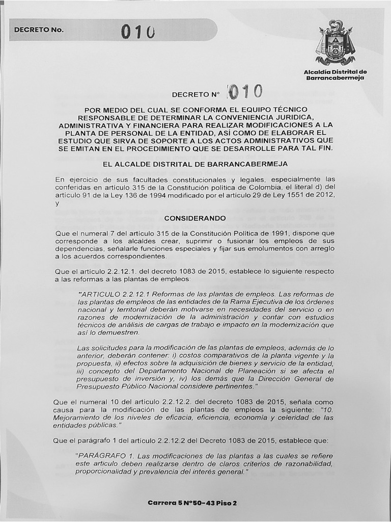 Decreto No. 010 de 2024 PDF