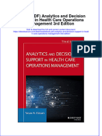 Full Download Ebook PDF Analytics and Decision Support in Health Care Operations Management 3rd Edition PDF