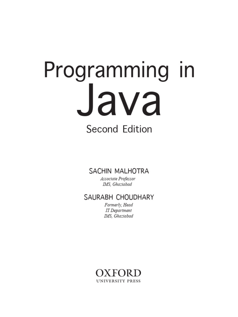 Ebook Programming in Java 2nd | PDF