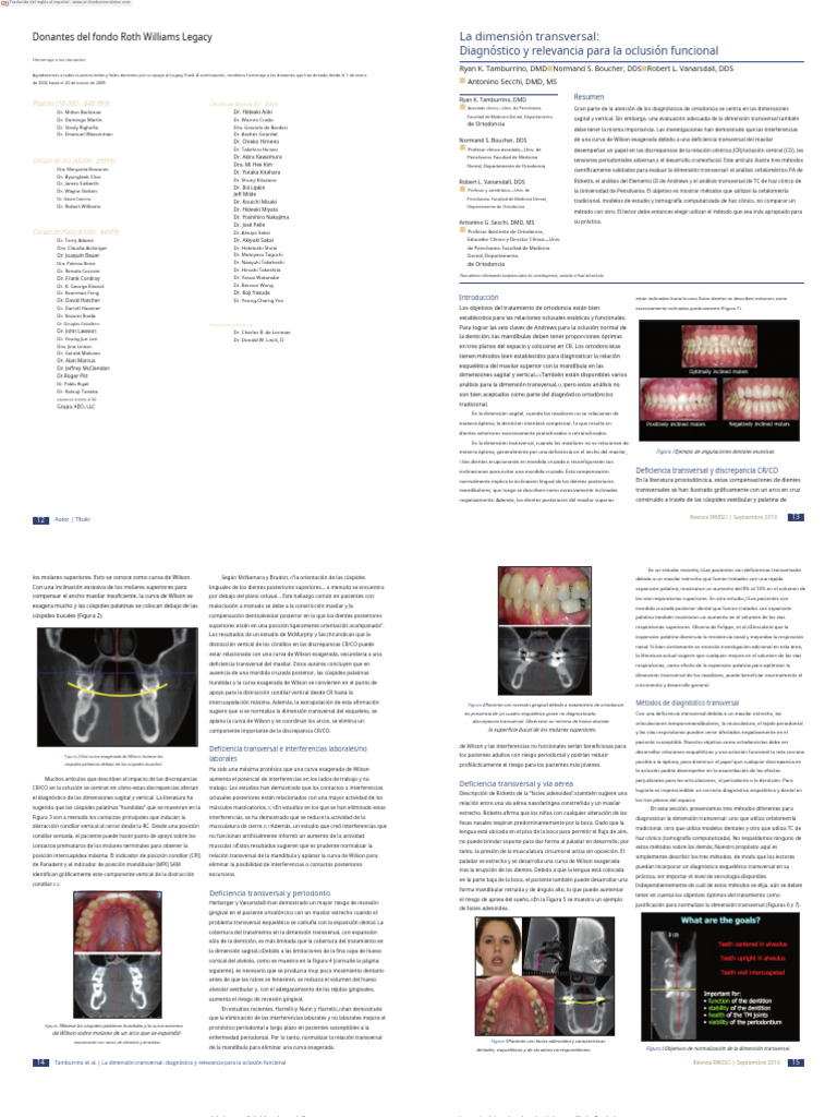 Transverse Dimension. Diagnosis and Relevance To Functional Occlusion ...
