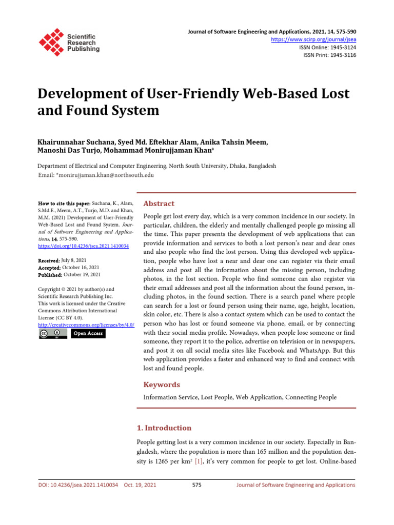 Development of User-Friendly Web-Based Lost and Fo | PDF | User ...